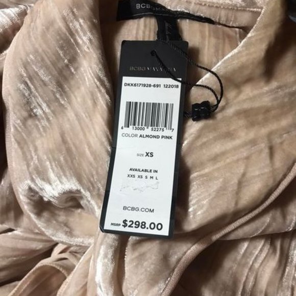 BCBGMAXAZRIA Velvet Robe Dress Aldmont Pink Color Size XS $300 - Picture 7 of 7